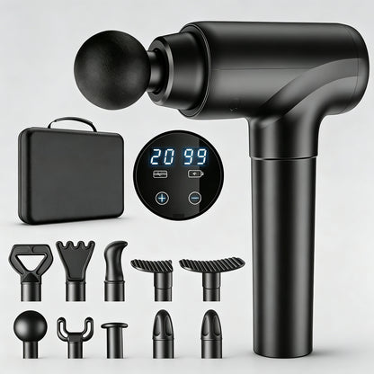 Massage Gun Deep Tissue Muscle Massager with 10 Massage Heads & 20 Speeds LCD Display for Pain Relief