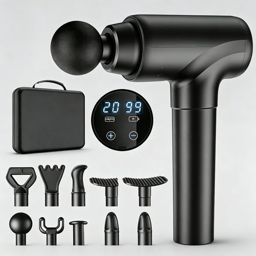 Massage Gun Deep Tissue Muscle Massager with 10 Massage Heads & 20 Speeds LCD Display for Pain Relief