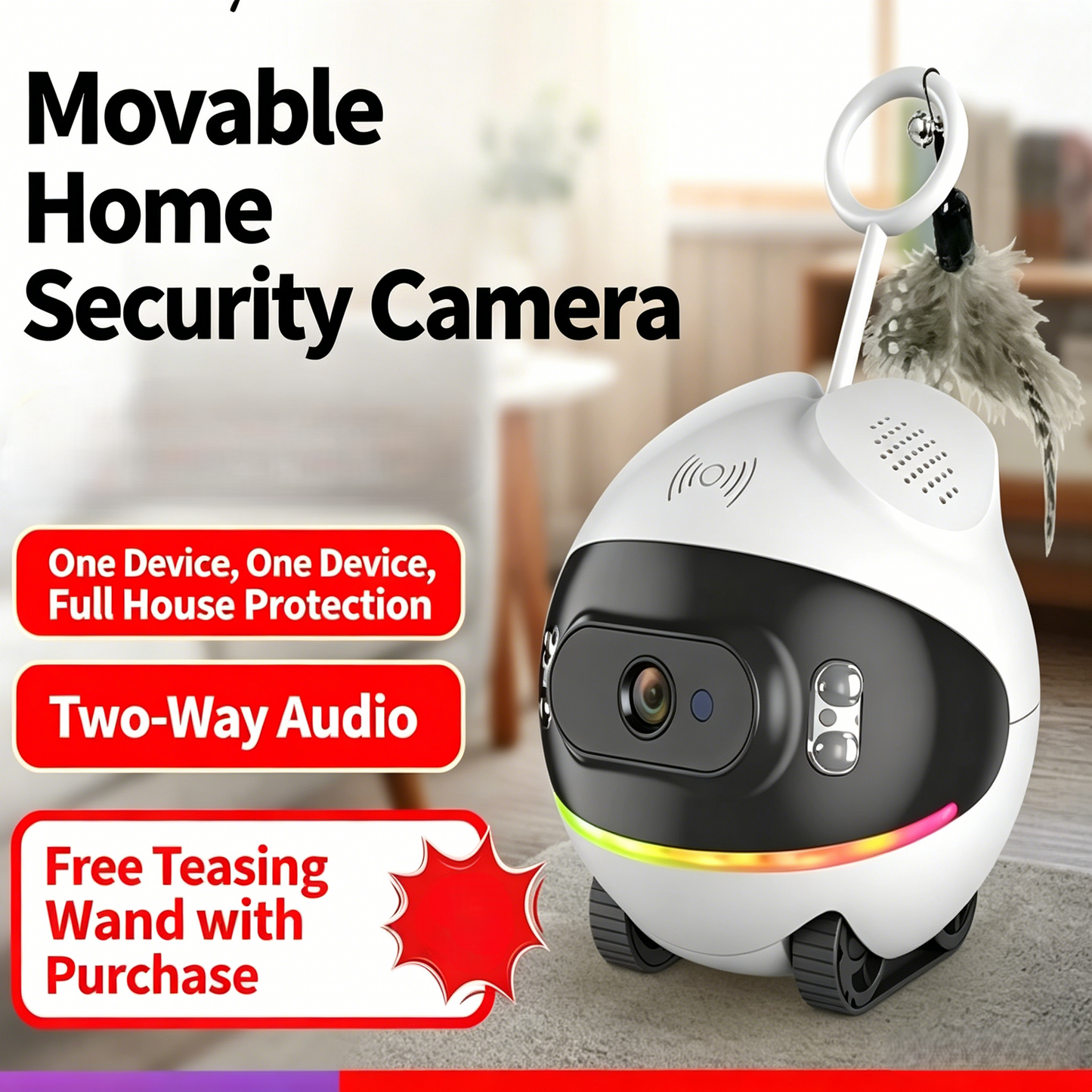 4G Mobile Pet Camera Robot with Auto-Right Design & Interactive Toys