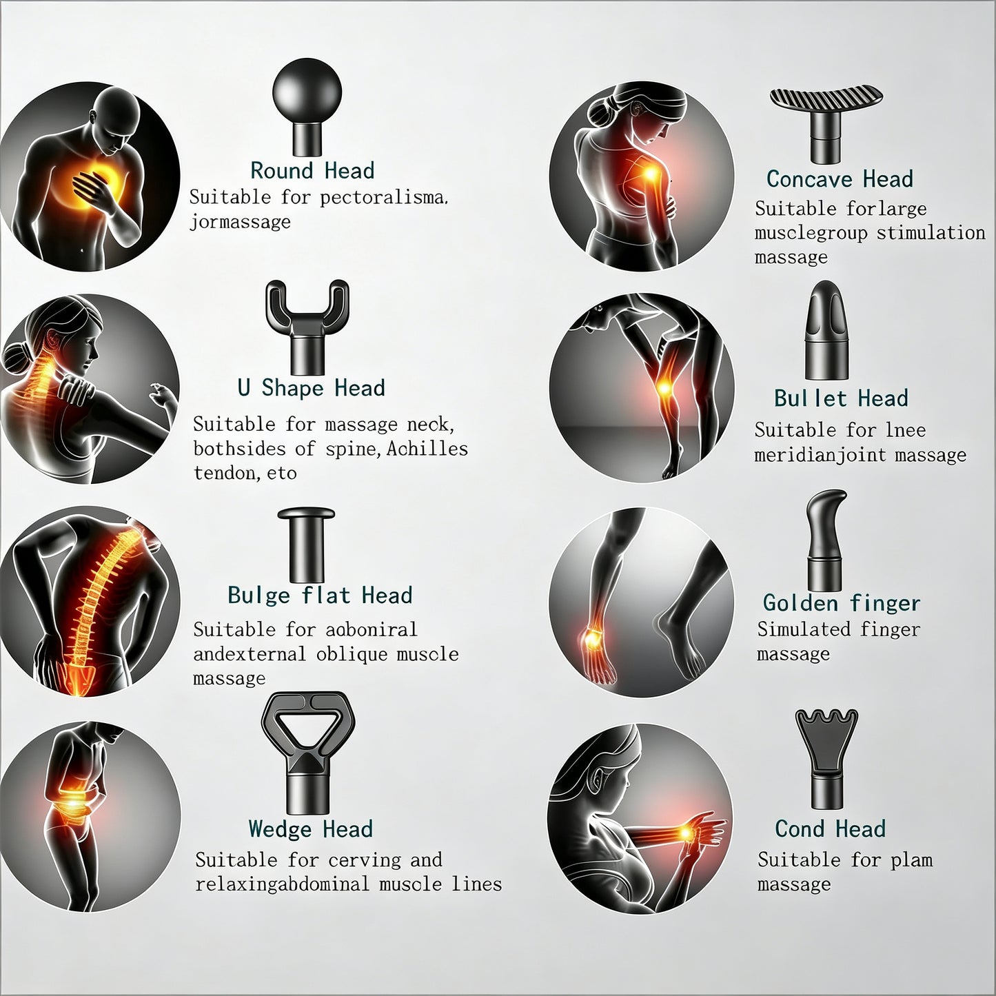 Massage Gun Deep Tissue Muscle Massager with 10 Massage Heads & 20 Speeds LCD Display for Pain Relief