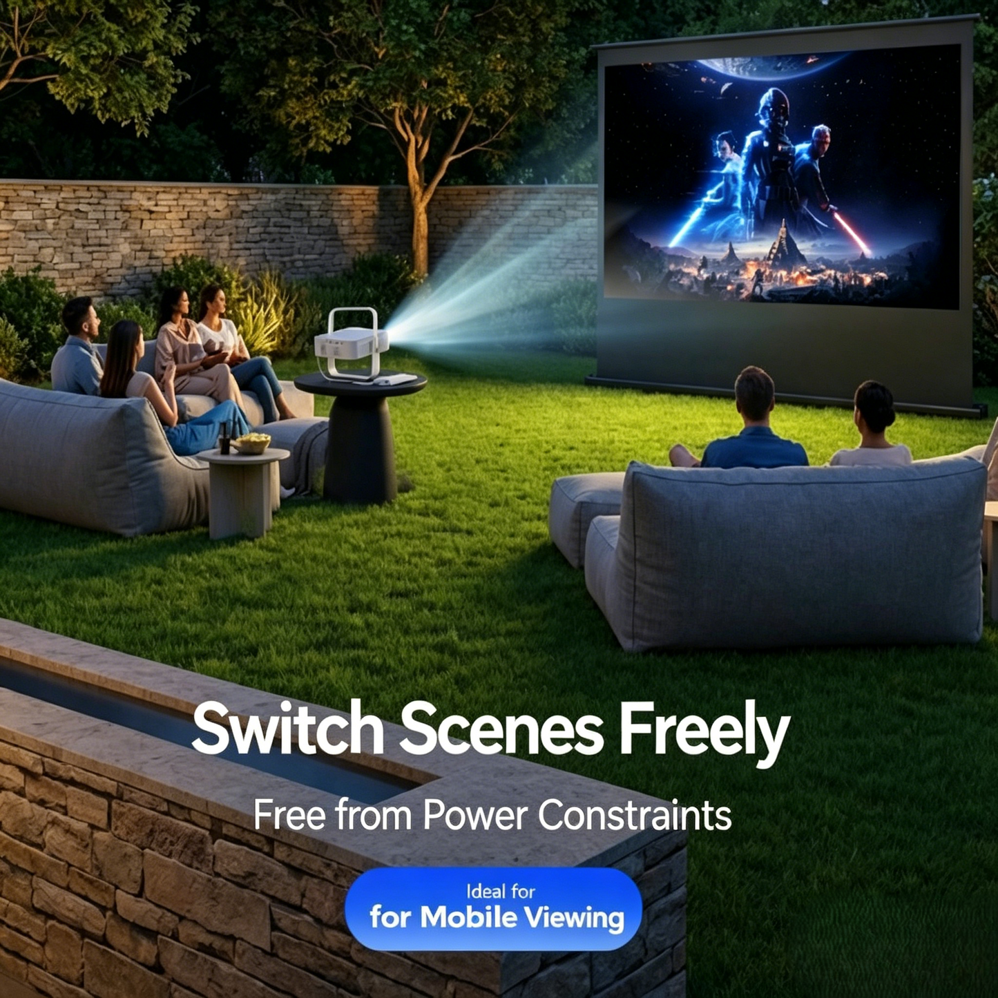 8K Decoding Portable Projector with 3800ANSI Lumens & Rotatable Gimbal