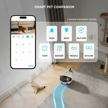 4G Mobile Pet Camera Robot with Auto-Right Design & Interactive Toys